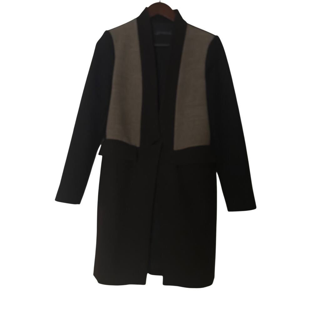Zara Black Brown Open Front Jacket Sweater Coat Medium Women